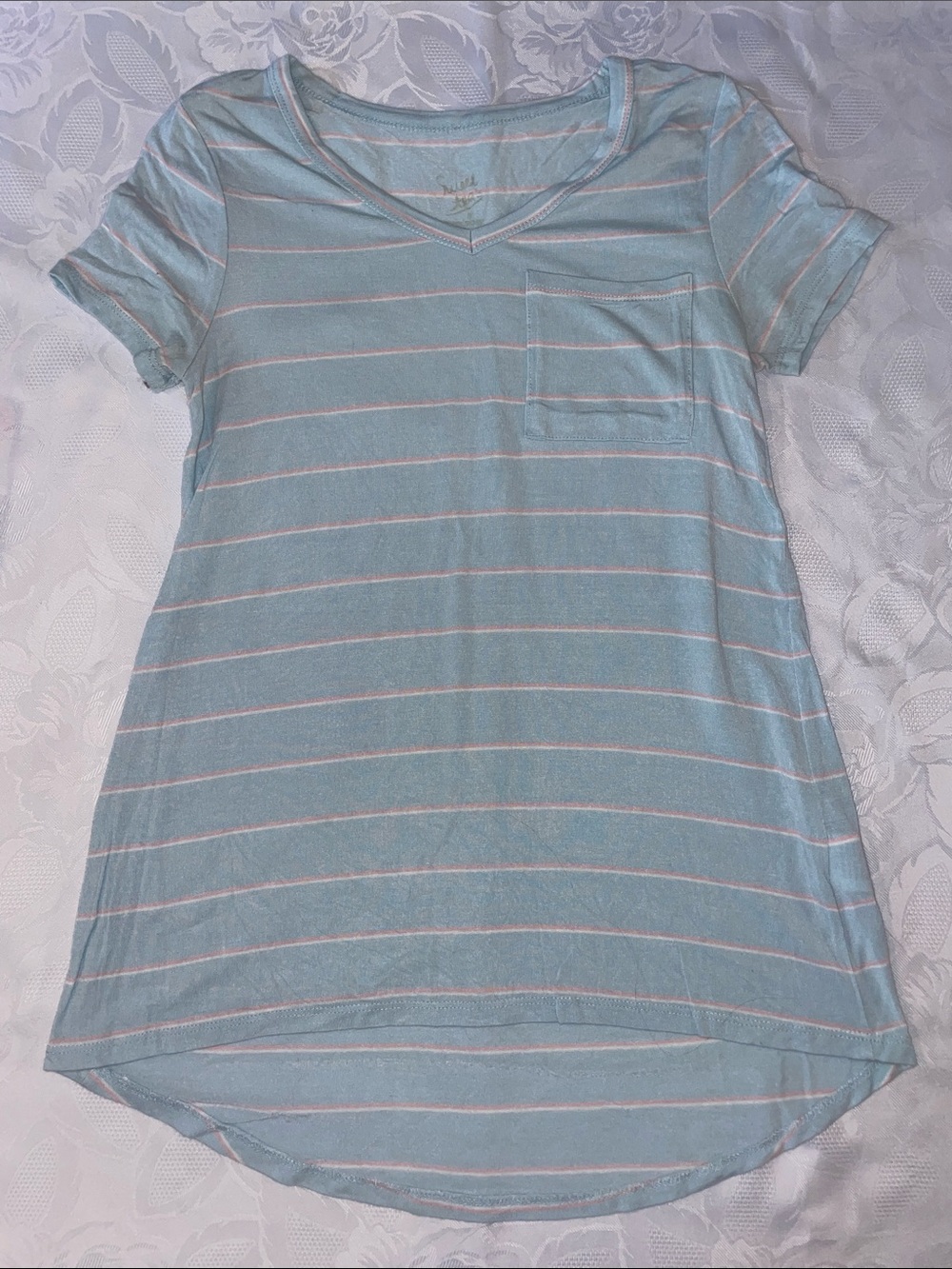 BUNDLE- Two Pink Rose Striped Tee Shirts